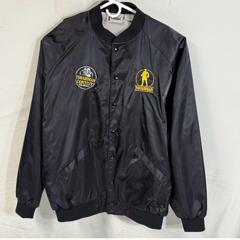 Toughman Contest The Original Embroidered Nylon Jacket Black Snaps Vintage 2XL